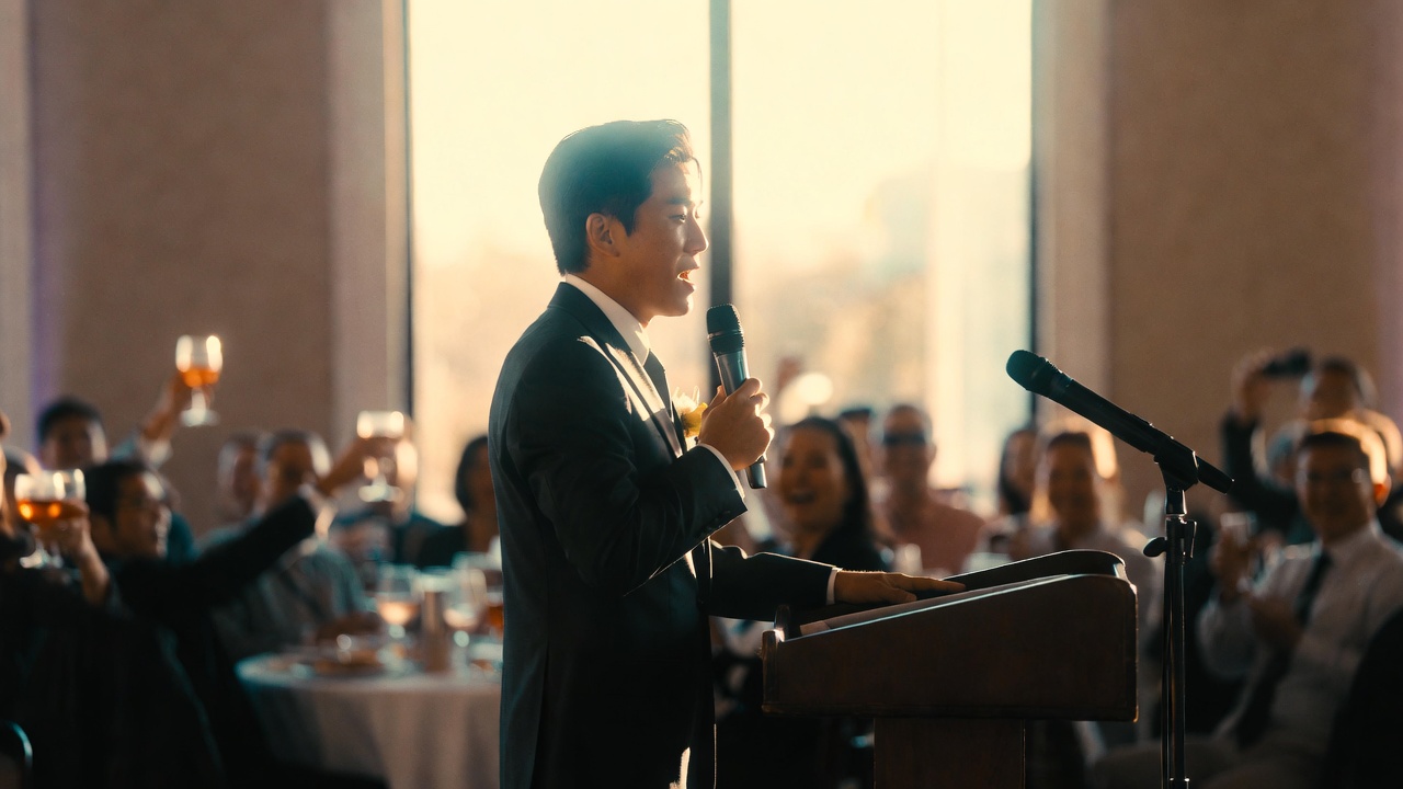 Best man preparing to give a wedding speech